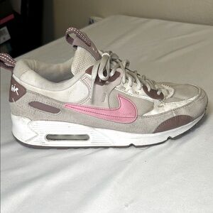 Nike Air Max Suede Textile Women's Sneakers Lace Up Ivory Pink Size 8